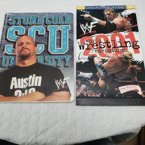 WWE Vintage Stone Cold Steve Austin Notebook and 2001 Locker Calendar